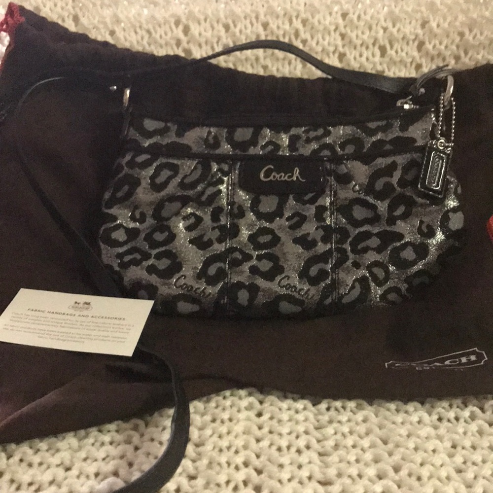 Coach Black and Silver Leopard Crossbody Bag
